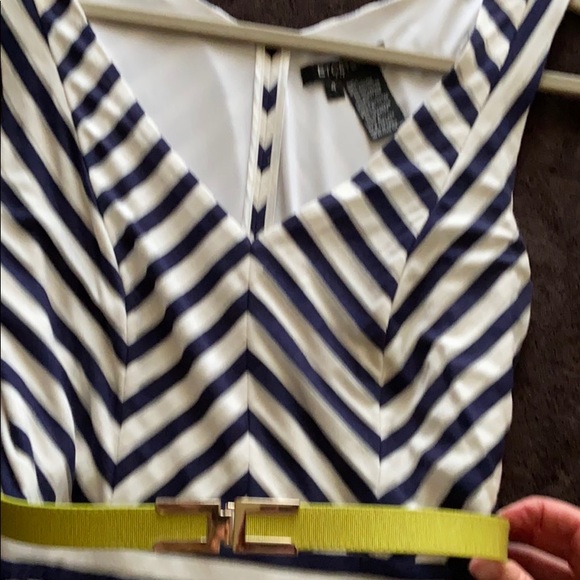 Excetera blue, white,& silver dress with belt  S4 - Picture 2 of 3